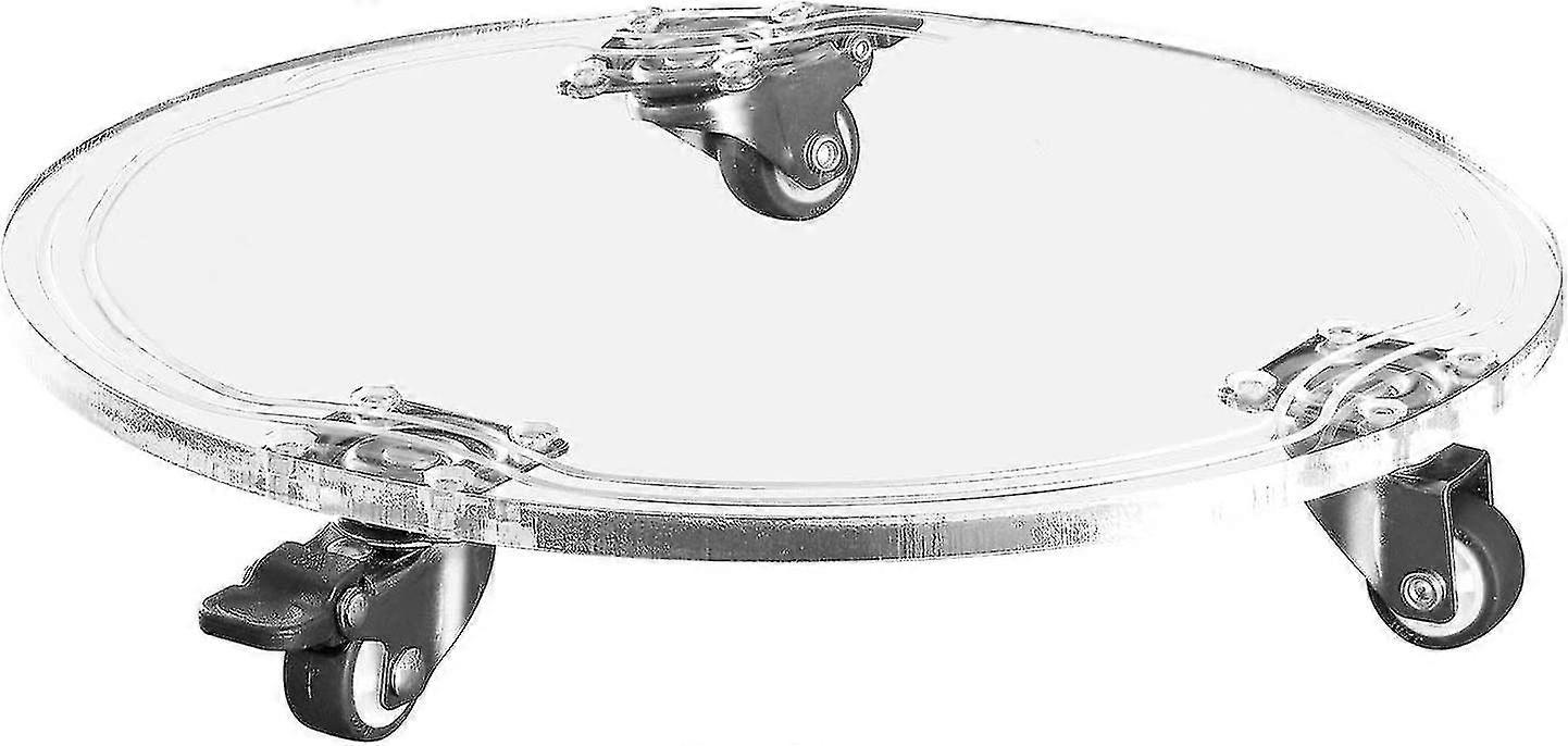 Plant Stand On Wheels, Acrylic Mobile Planter Tray, Round
