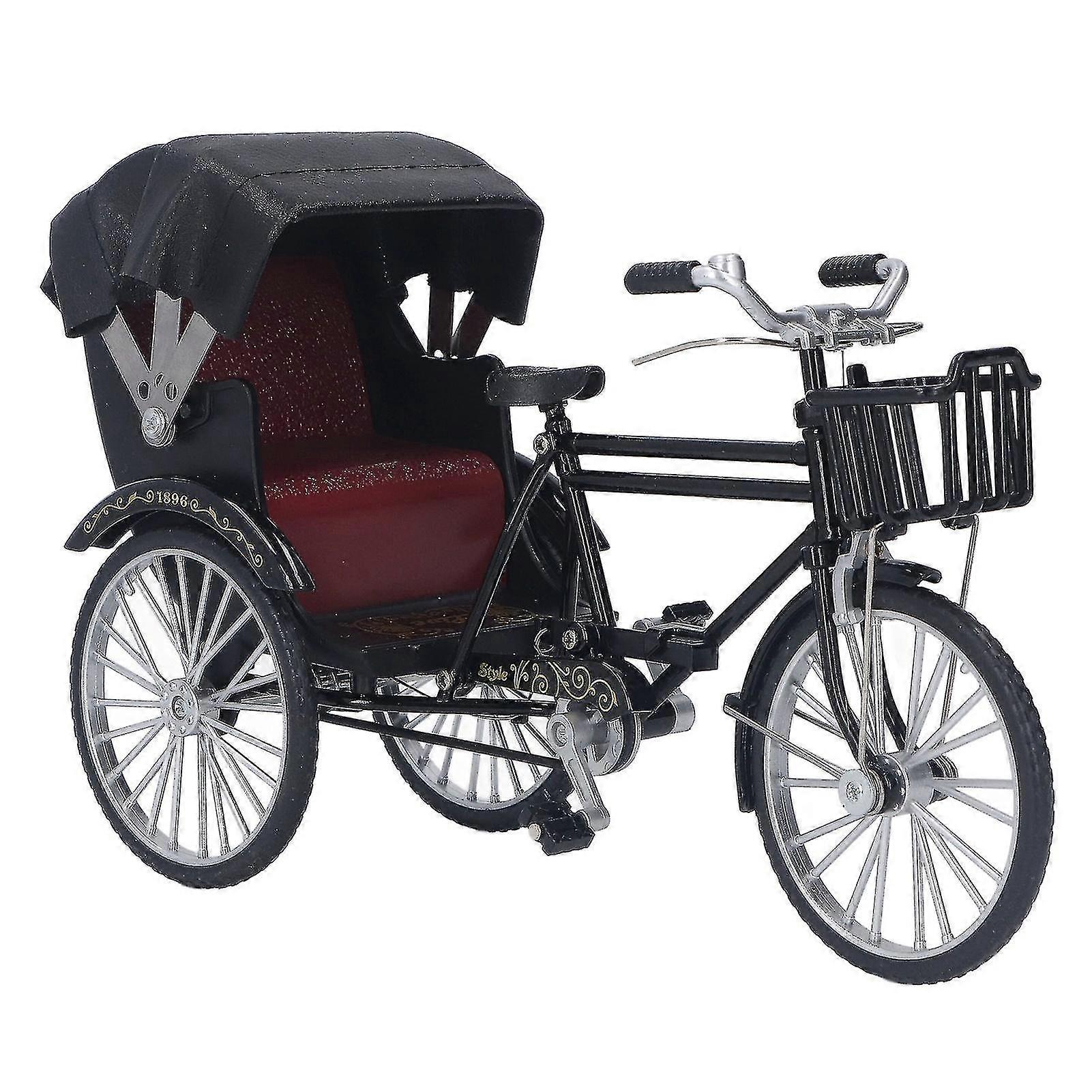Black Retro Alloy 3 Wheel Rickshaw Desktop Ornament