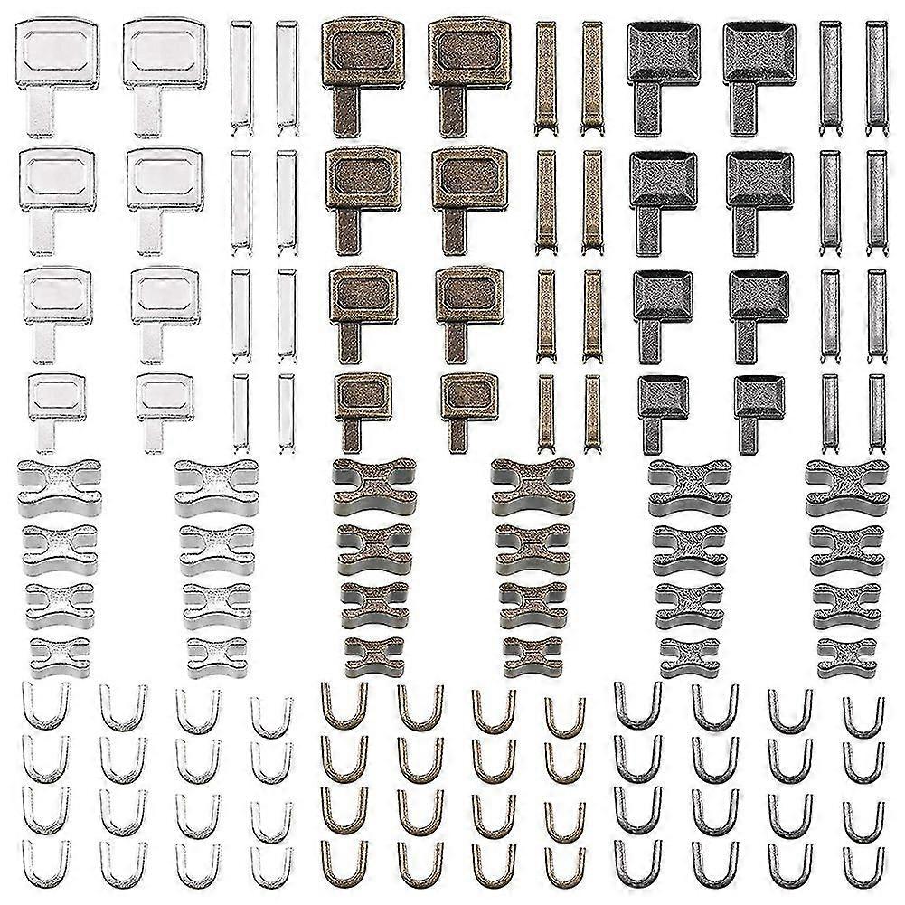 120 Pieces Metal Zipper Head Slider,4 Sizes Zipper Bottom Sliders Retainer Insertion Pin,zipper Sto
