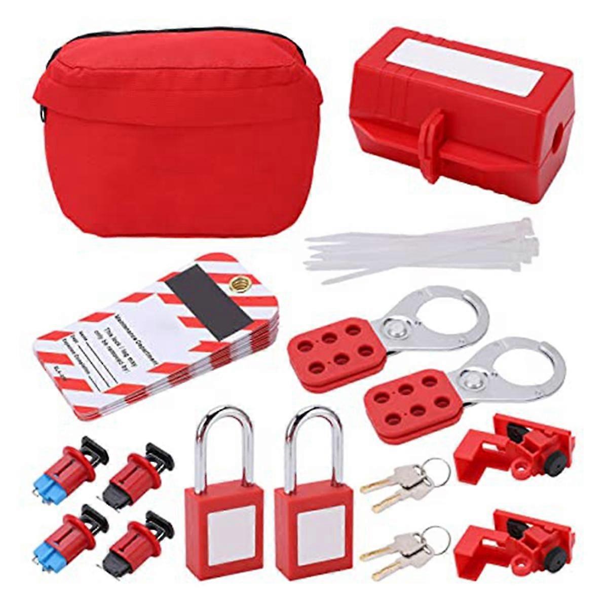 Electrical Circuit Breaker Lockout Tagout Kit,Safty Padlock Set Plug Lock Out Tag Station Hasps for