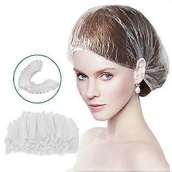 Einweg-Duschhaube, 100 Duschhauben, größte transparente wasserdichte elastische Duschhaube aus Kunststoff, geeignet für Frauen, Kinder, Mädchen, Reise-Spa