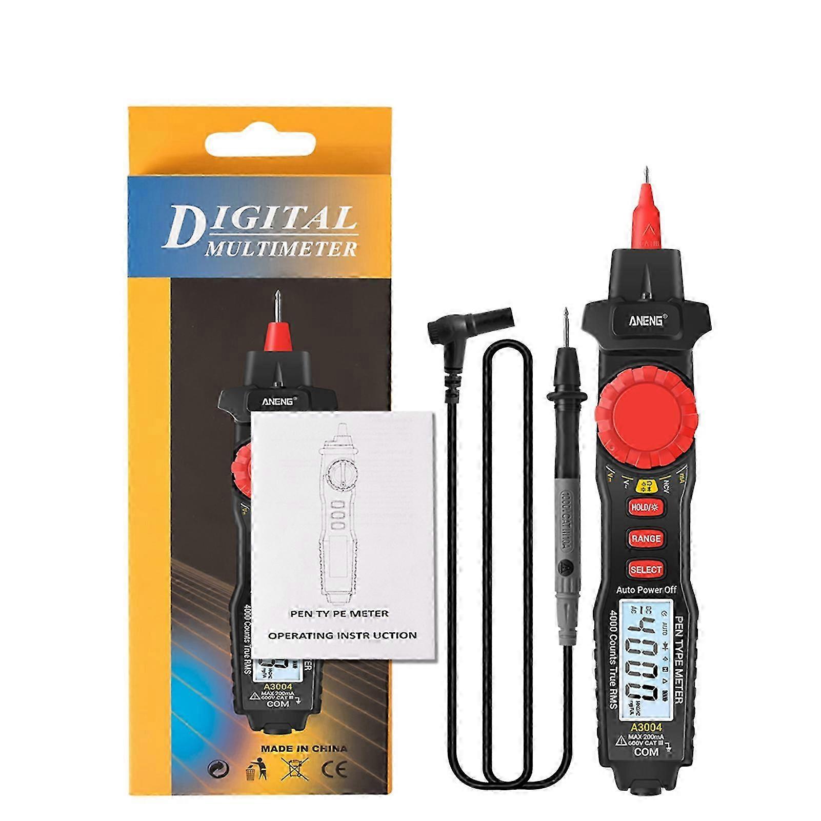 ANENG A3004 Digitaler Stift-Multimeter Auto-Range NCV AC/DC-Voltmeter-Amperemeter Ohmmeter-Widerstandsmessgerät mit Kapazitätsdioden-Test-Durchgangs-Alarm-Backl