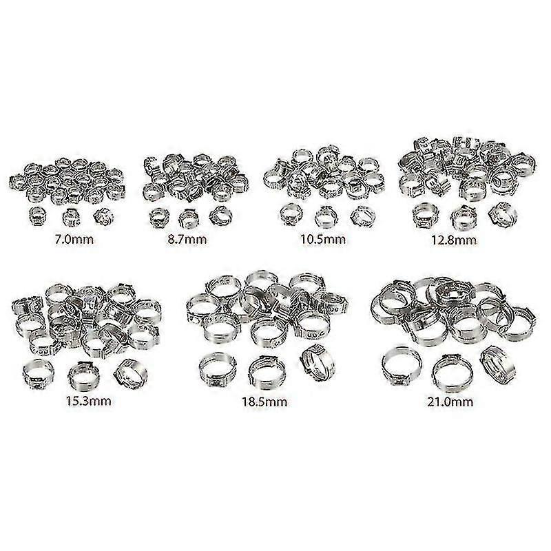 130pcs Single Ear Clamps 7 Sizes Water Pipe Hose Clamp Assorted Set