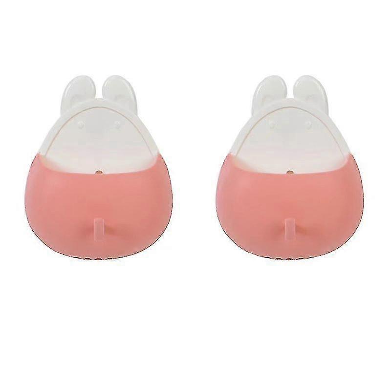 Pink Rabbit Shaped Hanging Bathroom Storage Organizer for Toothpaste and Toothbrushes