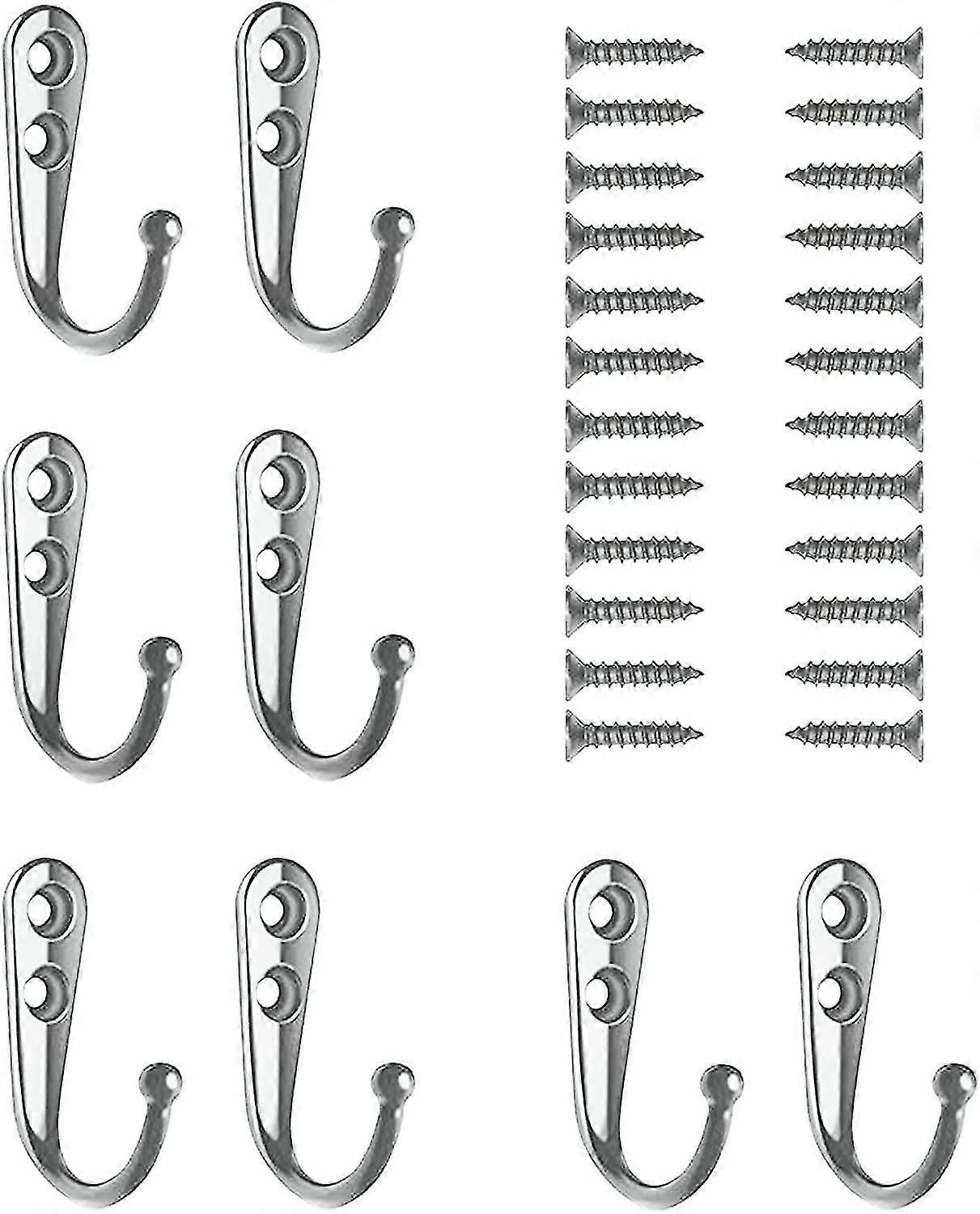Coat Hooks, 8pcs Wall Hooks For Hanging Towel Heavy Duty, Metal Coat Hooks Wall Mounted With 24 Screws,single Robe Hooks Screw In Hanger For Bathroom