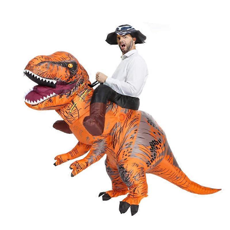 Adult T-Rex Dinosaur Inflatable Costume – Yellow – Blowup Halloween Outfit For Men