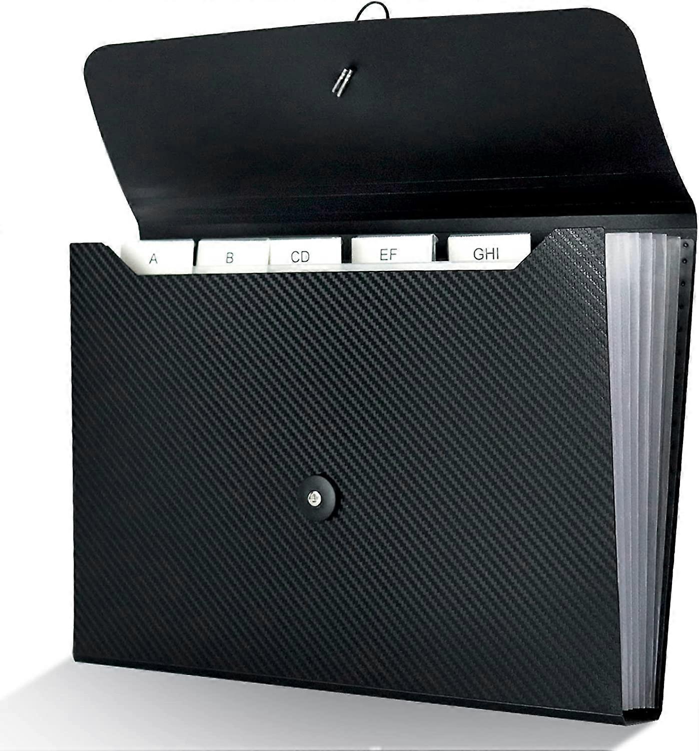 7 Pocket Extension Folders with Tab Inserts, Folder File Manager A4, Black