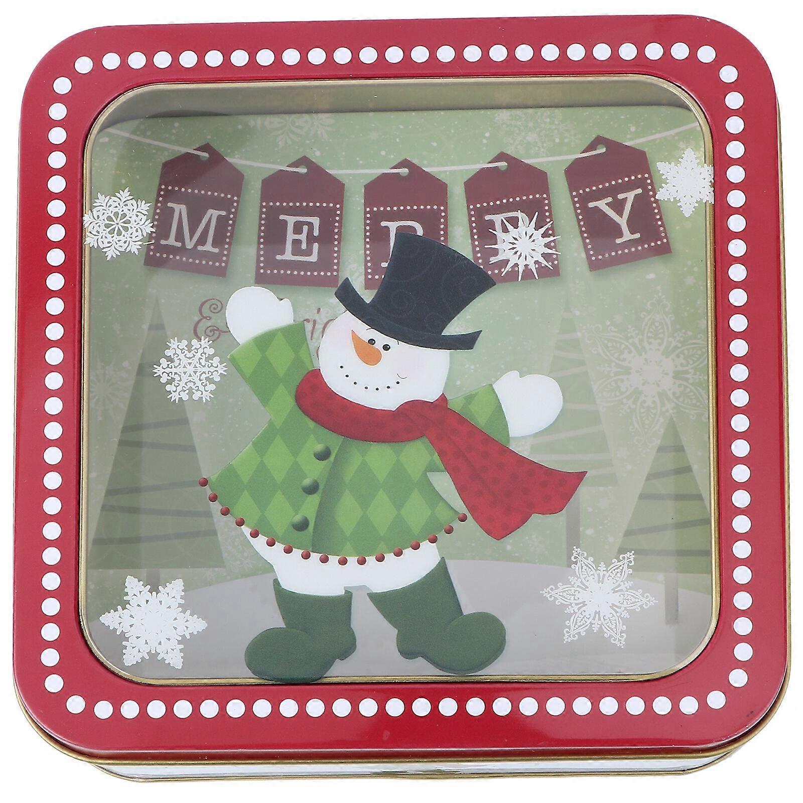 1Pc Square Tinplate Candy Box Gift Packing Box Christmas Baking Wrapping Box