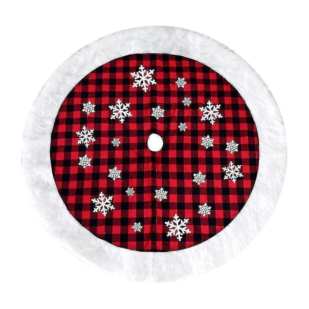 1pc Christmas Grids Tree Skirt Decorative Lint Tree Skirt Home Floor Adorn
