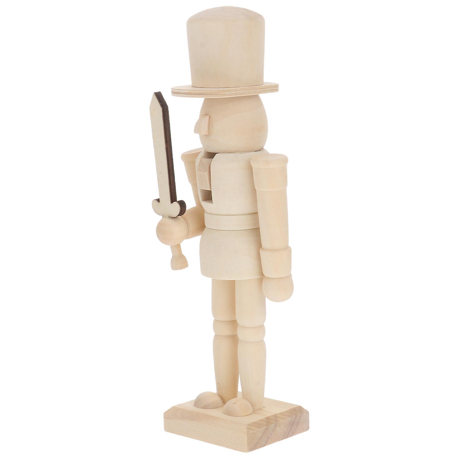 Wooden Nutcracker Soldier Adornment Wooden Nutcracker Craft DIY Graffiti Adornment