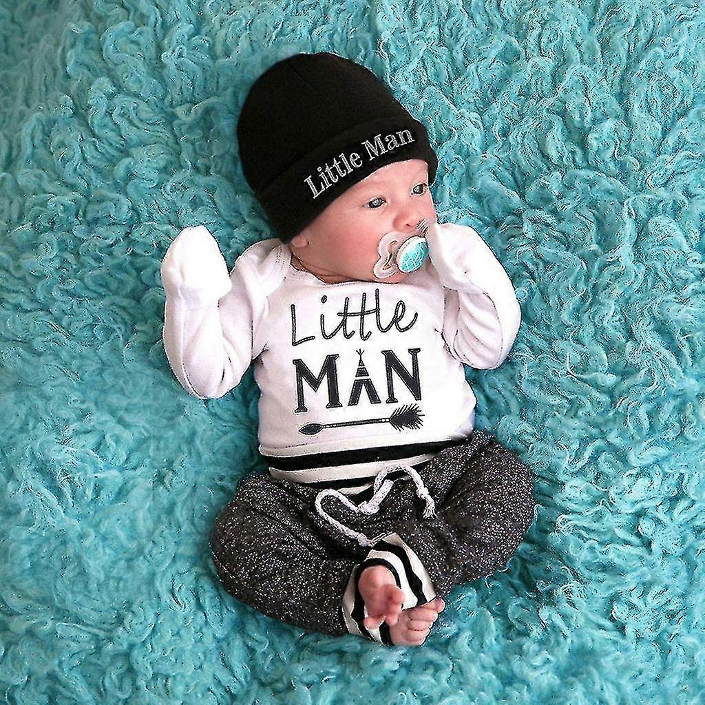 Newborn Clothes Kleren Baby Newborn Infant Baby Boy Girl Clothes Letter  Romper+pants+hat 3pcs