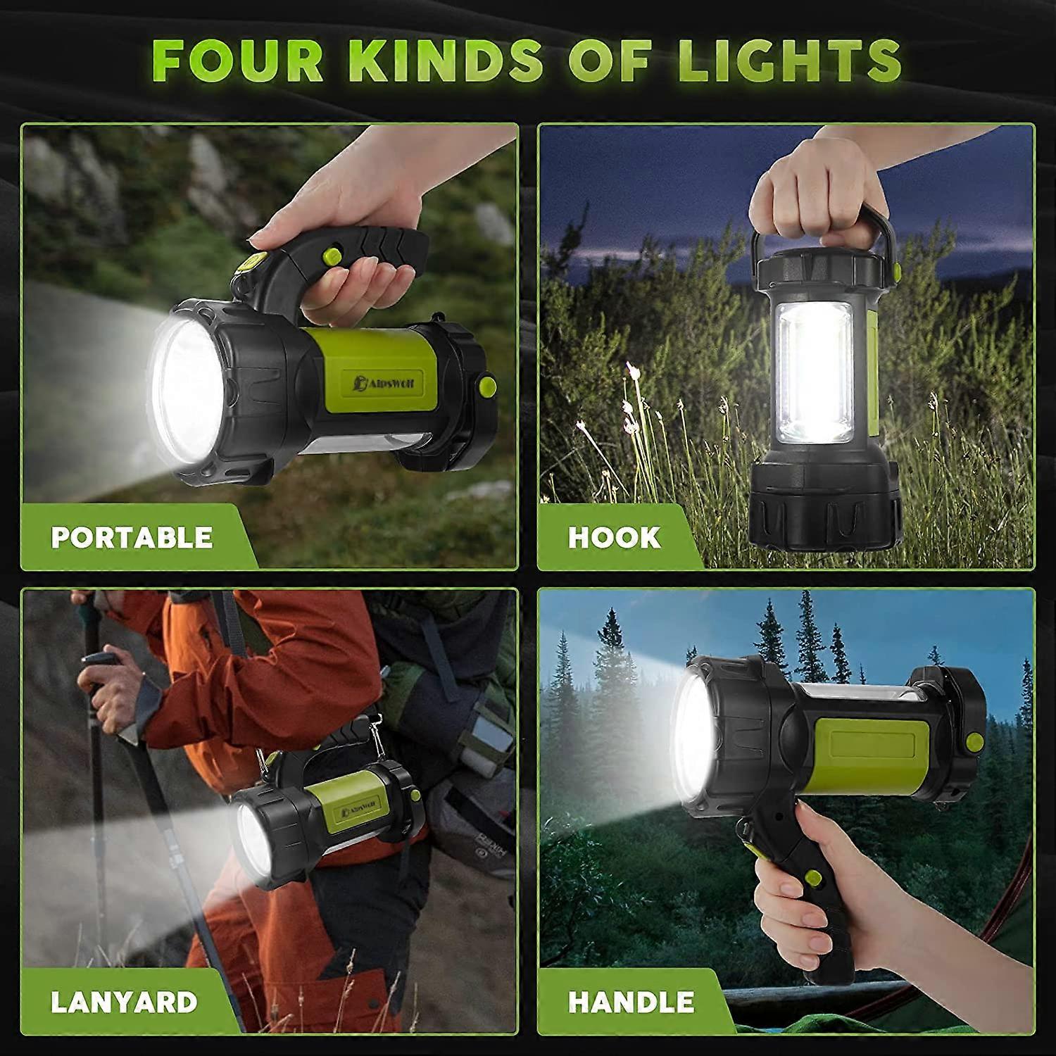 Camping Lantern Rechargeable LED Flashlight Spotlight with 800LM