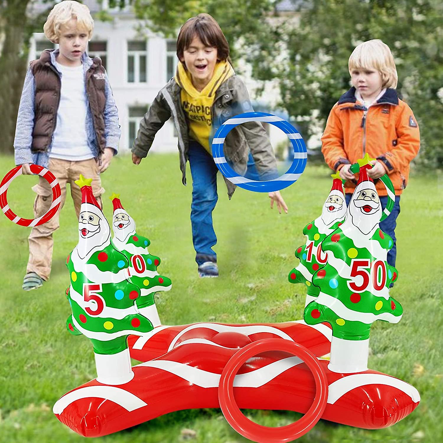 Giant Inflatable Christmas Tree Ring Toss Party Game Toys Kids Adults