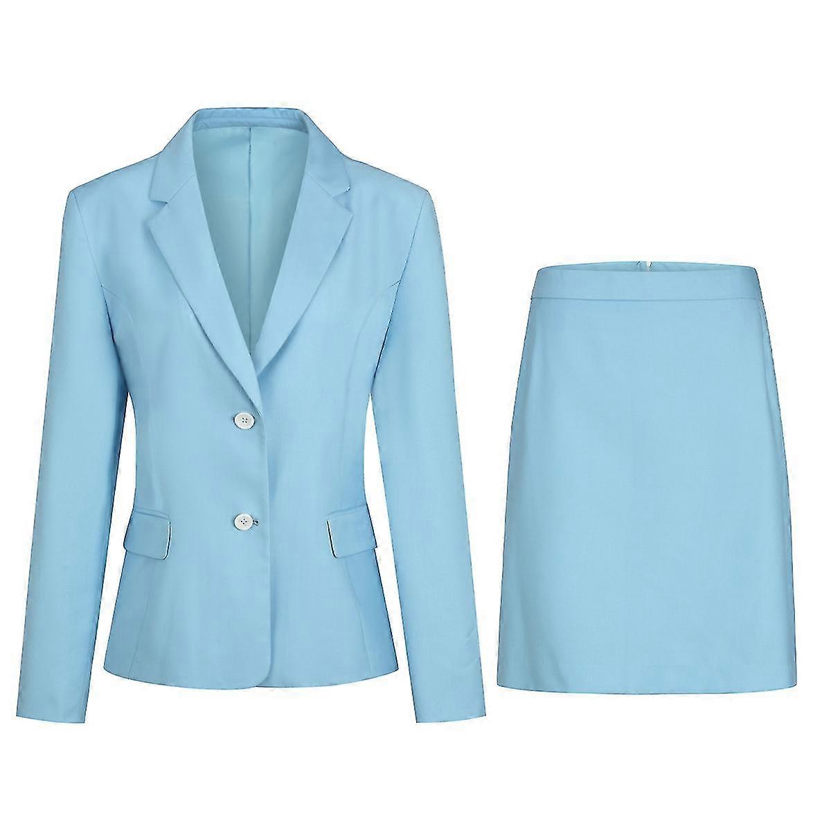 Ladies Casual Slim Solid Color Business Two Button Suit (jaqueta + saia) Professional Wear 15 Cores