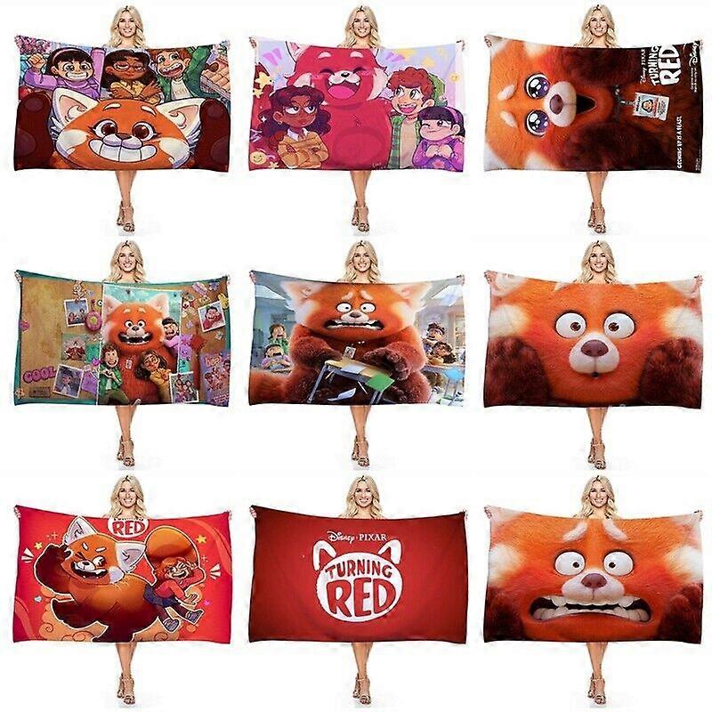 Turning Red Themed Rectangular Bath Towel Digital Print Towel Beach