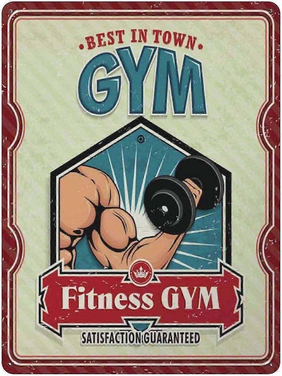 フィットネスジムブリキ看板メタルプラークアートハンギングアイアンペインティングレトロホームキッチンガーデンガレージ壁の装飾12 "x8"