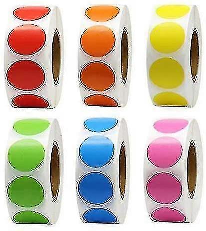 500 Sheets Of 1 Inch Color Label Round Permanent Self-adhesive Dot Glossy Writable Paper Label
