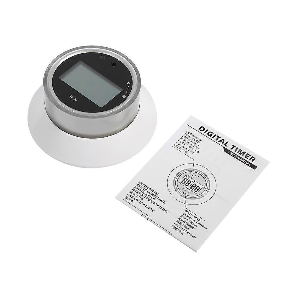 Round LCD Digital Kitchen Cooking Timer Magnetic Count-Down Up Clock Alarm Reminder (White)