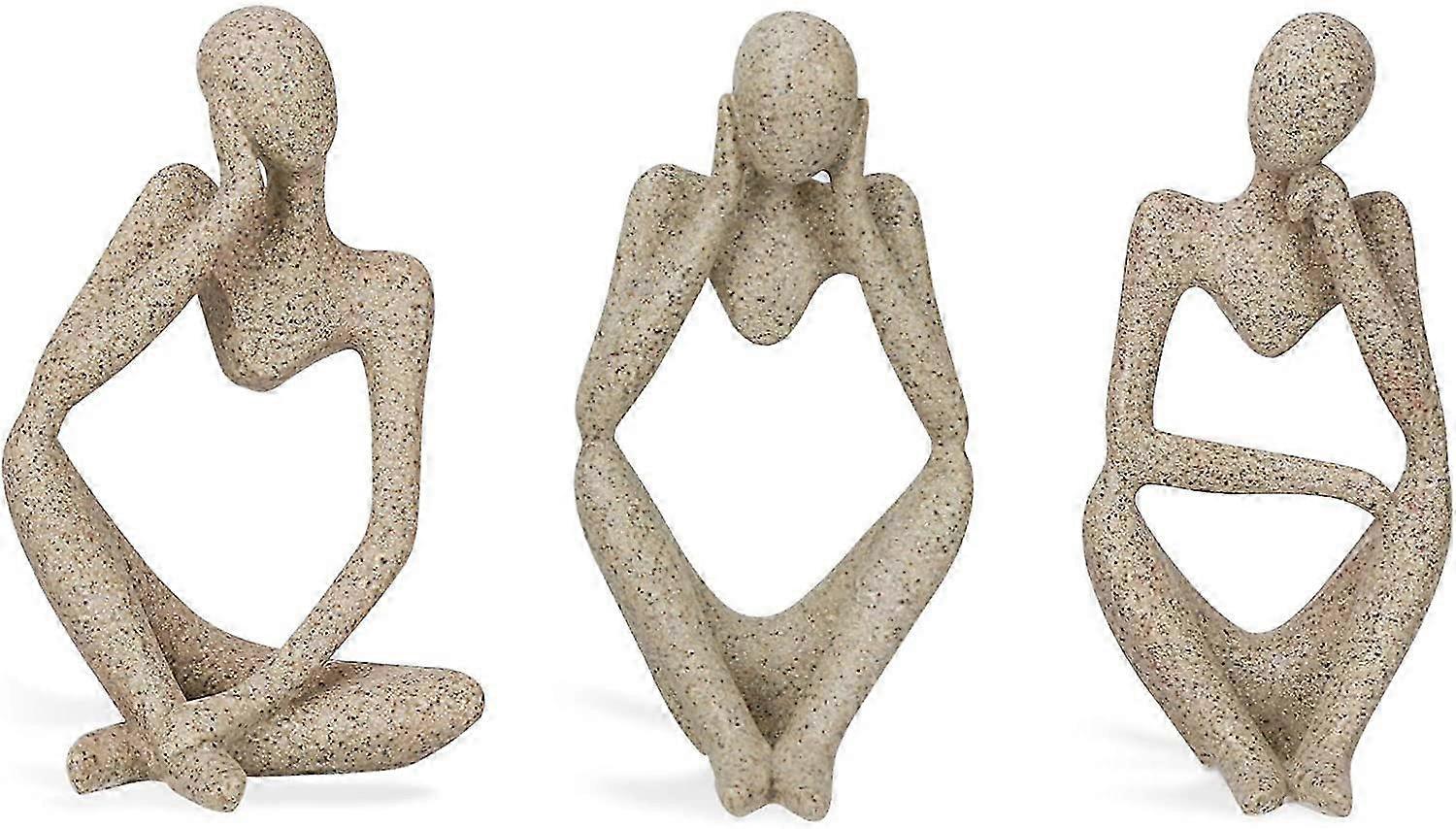 The Thinker Statue Abstract Resin Set of 3 Small Home Decor Gift