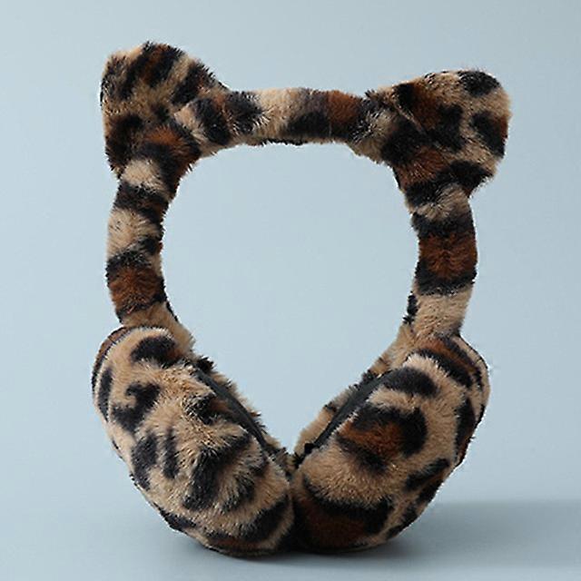 Leopard Cat Podzimní Zimní Earlap Roztomilý Plyšový chrániče sluchu Měkký kožešinový kryt uší Teplý sluchátka Lyžování Uši Teplejší Dospělý Děti Chrániče sluchu
