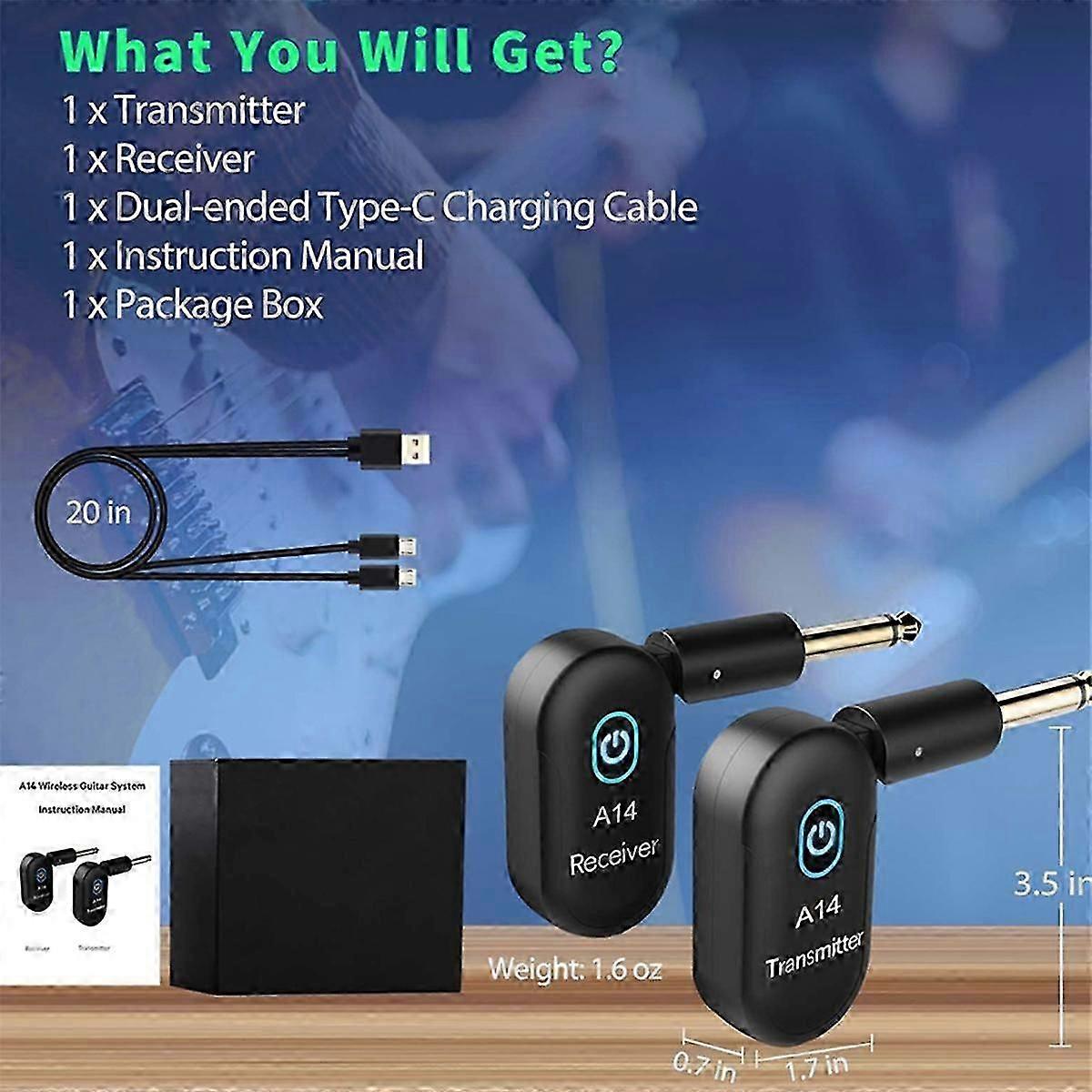 A14ワイヤレストランスミッションギターベースエレクトリックブローパイプ2.4レシーバートランスミッター6.35トランシーバーT