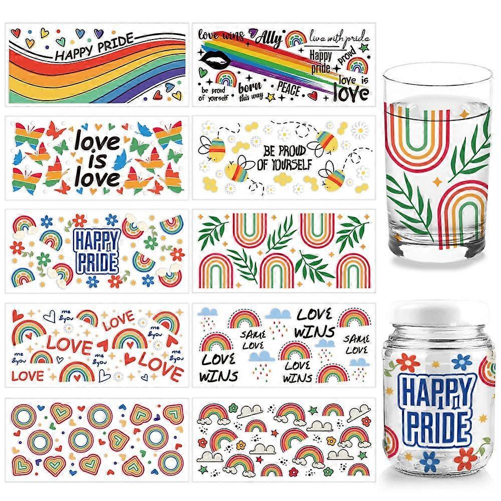 PVC DIY Heat Transfer Paper for UV Sublimation Cup Rainbow 110x240mm 10 style 1pc/style 10pcs/set