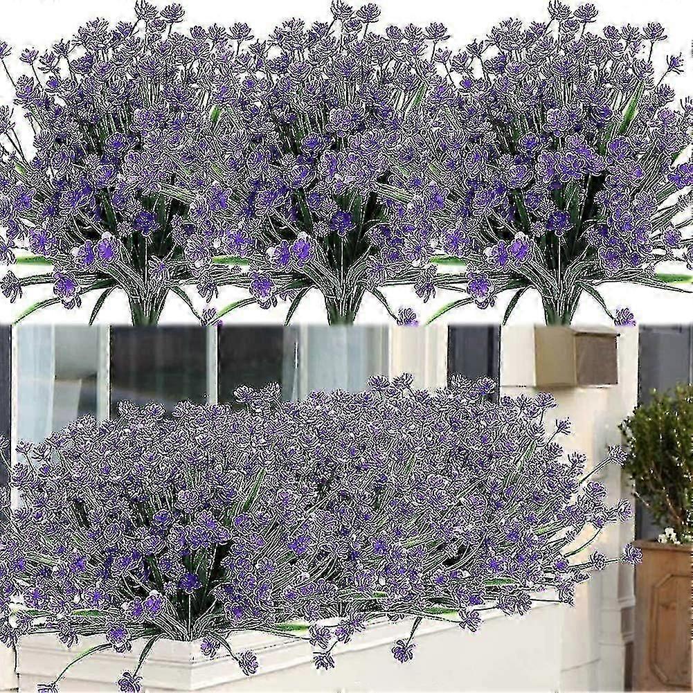 8 buntar konstgjorda blommor utomhus, buskar, UV-resistenta växter, konstgjorda plastväxter