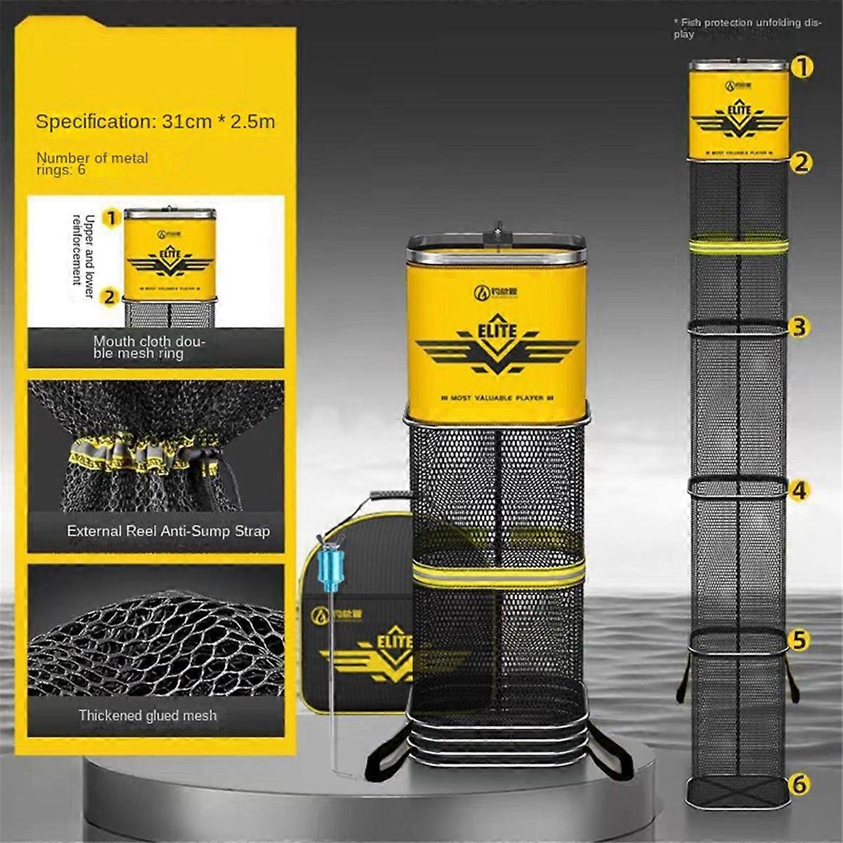 ELITE Thickened Portable Square Glued Fish Protection Net, Mini Square Fishing Net for Wild Fishing