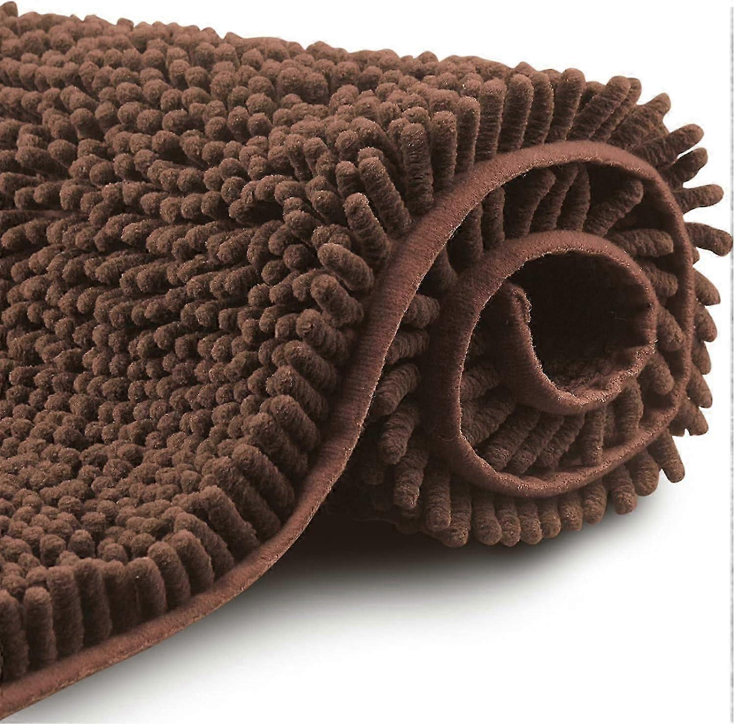 Non-Slip Bath Mat 50 x 80cm, Machine Washable Floor Mat with Soft Absorbent for Bath, Shower and Bathroom (Brown)