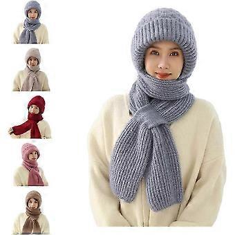Sciarpa con cappuccio antivento per protezione dell'orecchio integrata, Cappello ispessito per maglieria invernale, Sciarpa per cappello a maglia calda invernale, Sciarpa per cappello