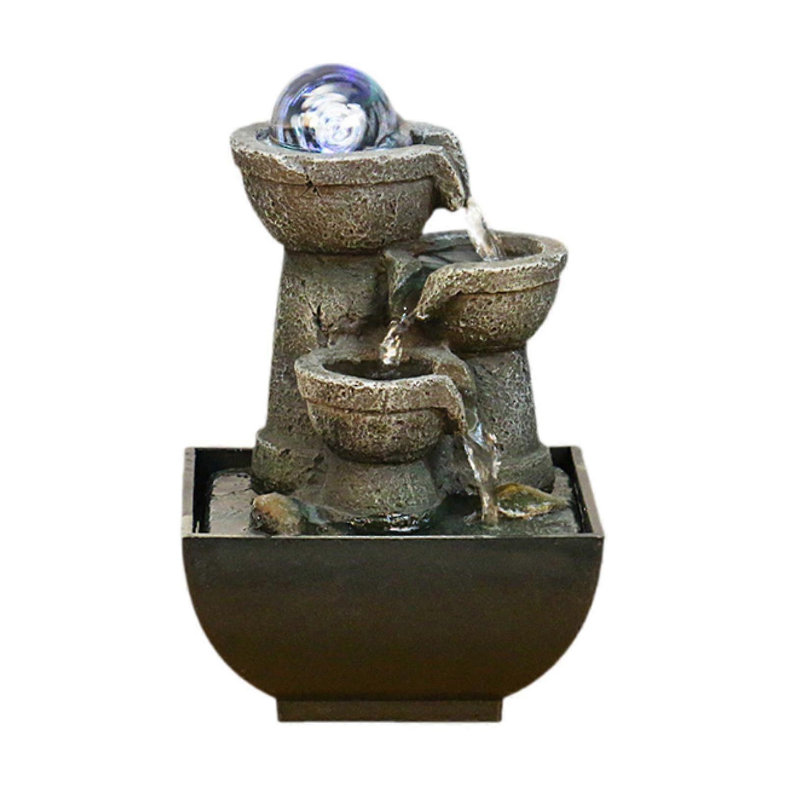 Fontaine de table USB d'intérieur avec cascade et éclairage de scène, style A