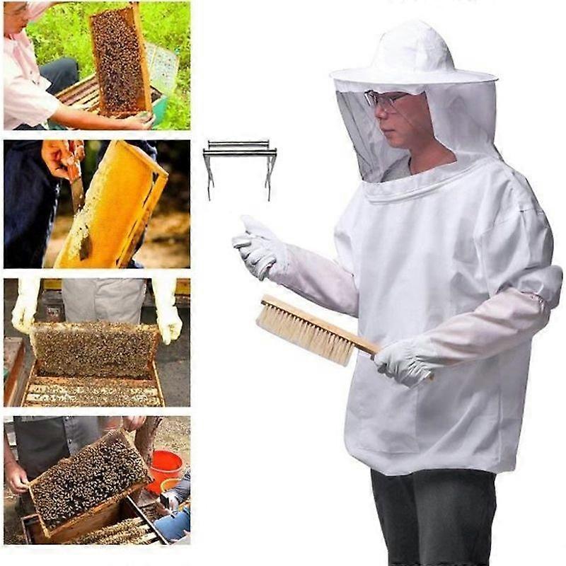 Beekeeping Suit Kit Beekeeper Tool Set Long Sleeve with Brush and Gloves