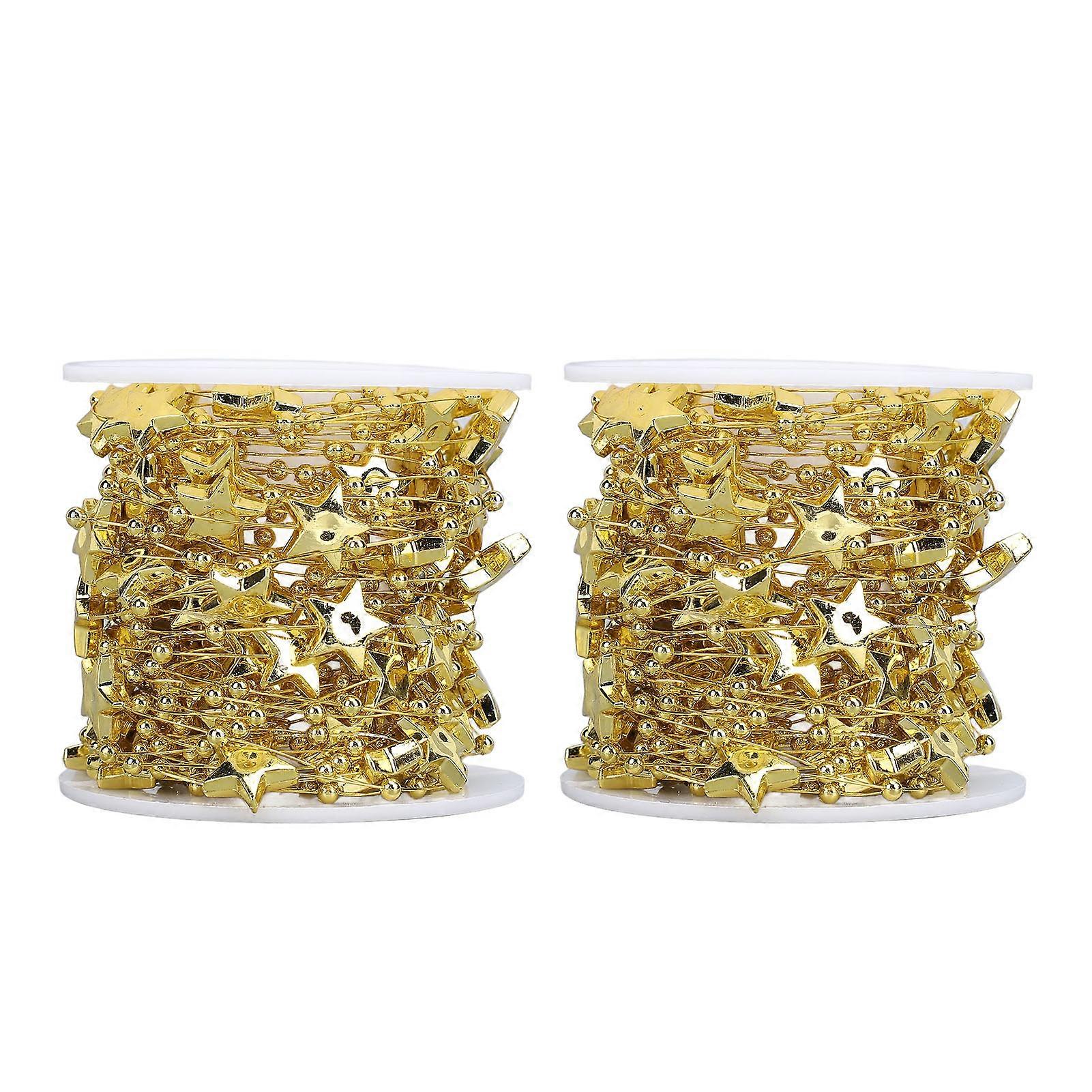 2 Rolls Star Bead String Garland 10m Cuttable Gold