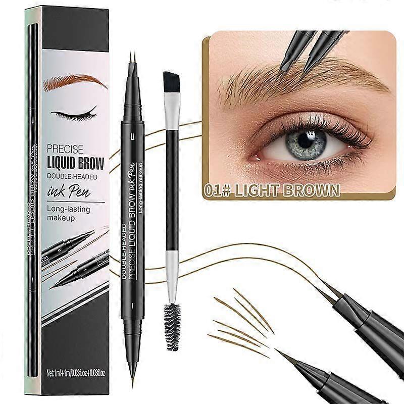 Stylo à sourcils 2 en 1 à double extrémité avec applicateur à pointe micro-fourche et pointe de pinceau précise