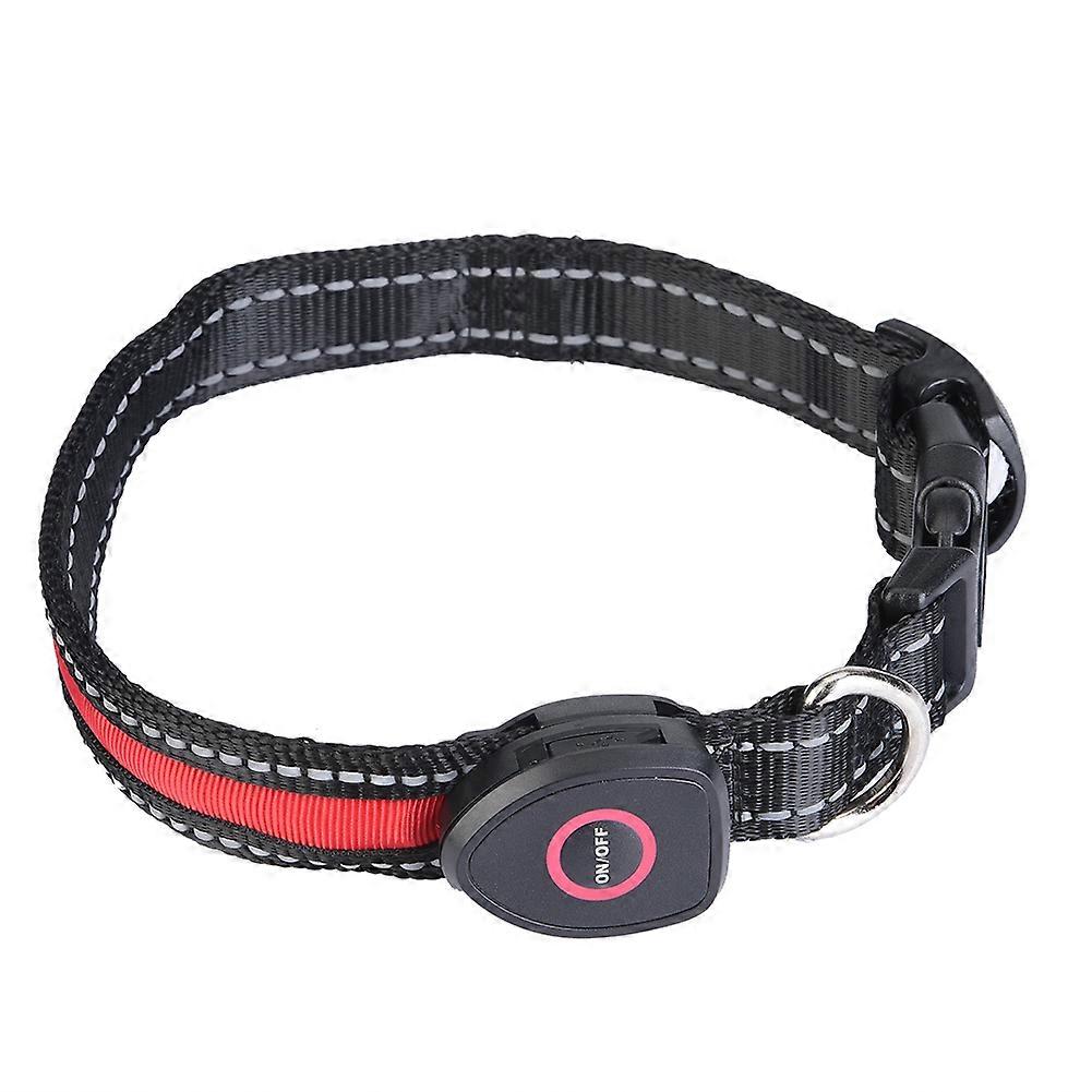 LED Dog Collar with USB Rechargeable Adjustable Nylon Collars for Pets Safety Flashing(Red, S)