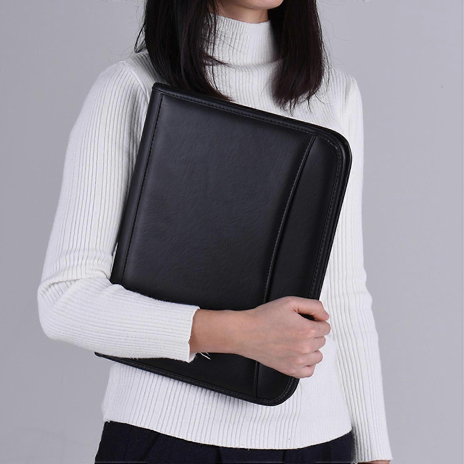 Multifunctional Professional Business Zippered Portfolio Padfolio Folder Document Case Organizer A4