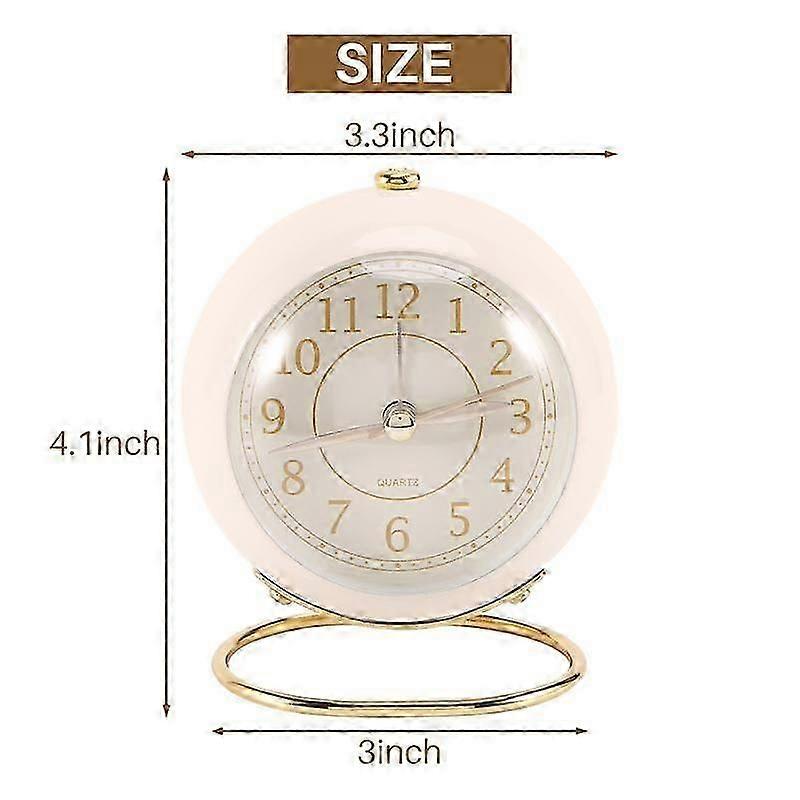 Small Table Clocks, Classic Non-Ticking Quartz Tabletop Analog Alarm Clock Desk Clock with Backligh