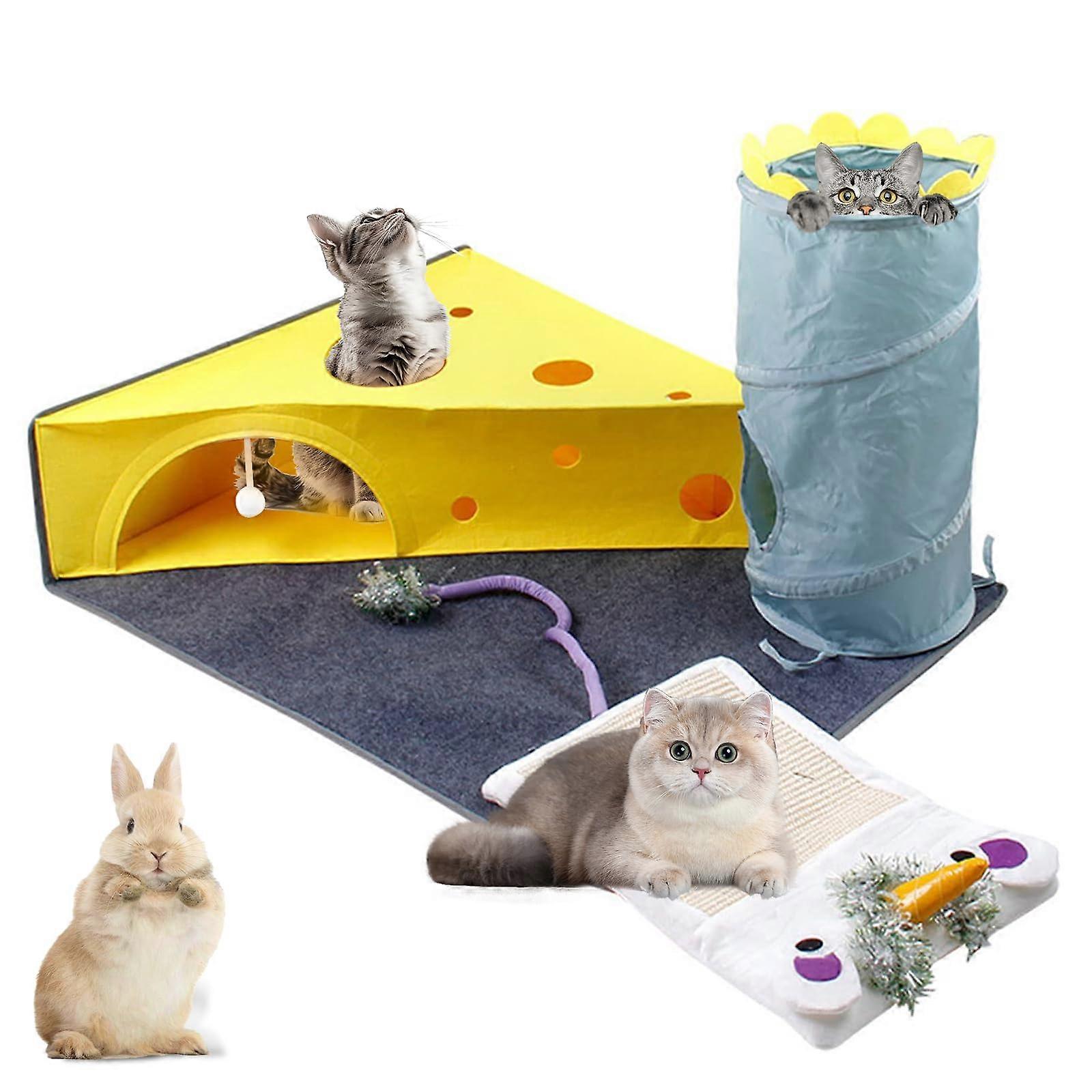 Warm Cat Tunnel Bed Plush Cat Bed With Soft Fleece Lining Gray Color Removable Cushion