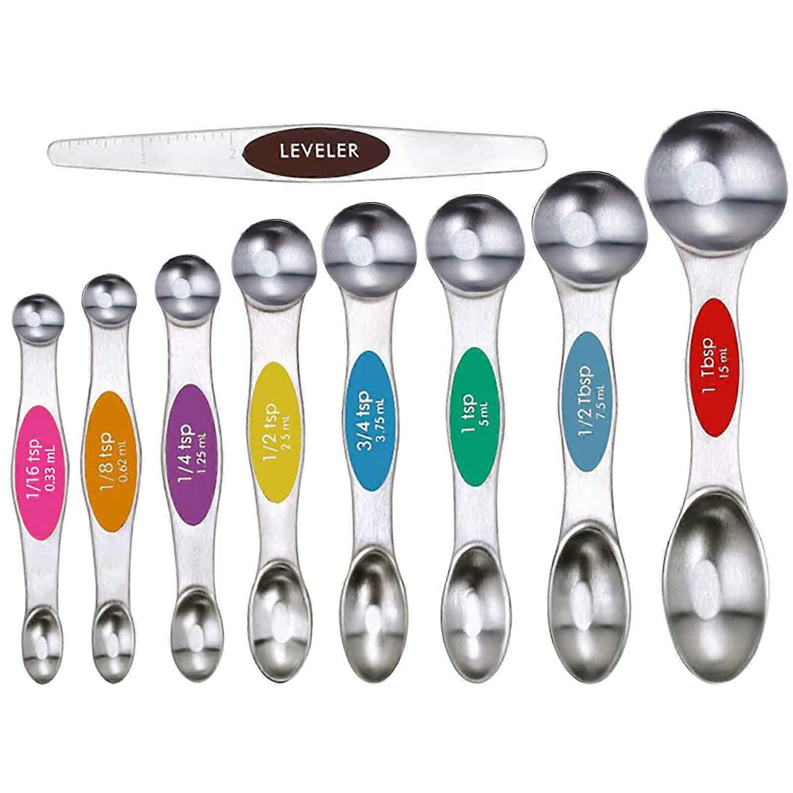 Magnetic Measuring Spoons Set Double-headed Kitchen Spoon Stackable Teaspoon For Measuring Dry&Liquid Ingredients Measuring