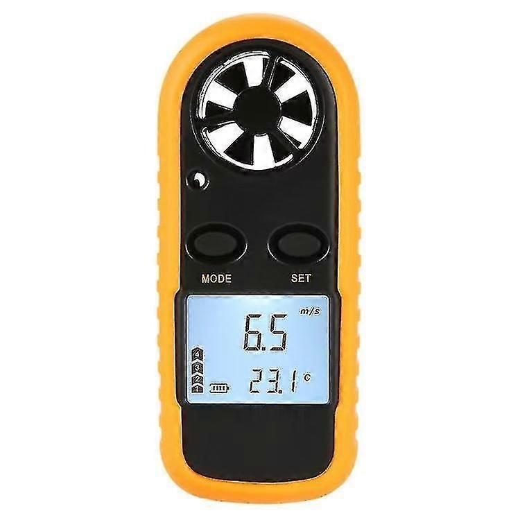 Flight/navigation Digital Lcd Anemometer 1 stykke, gul (med batteri)
