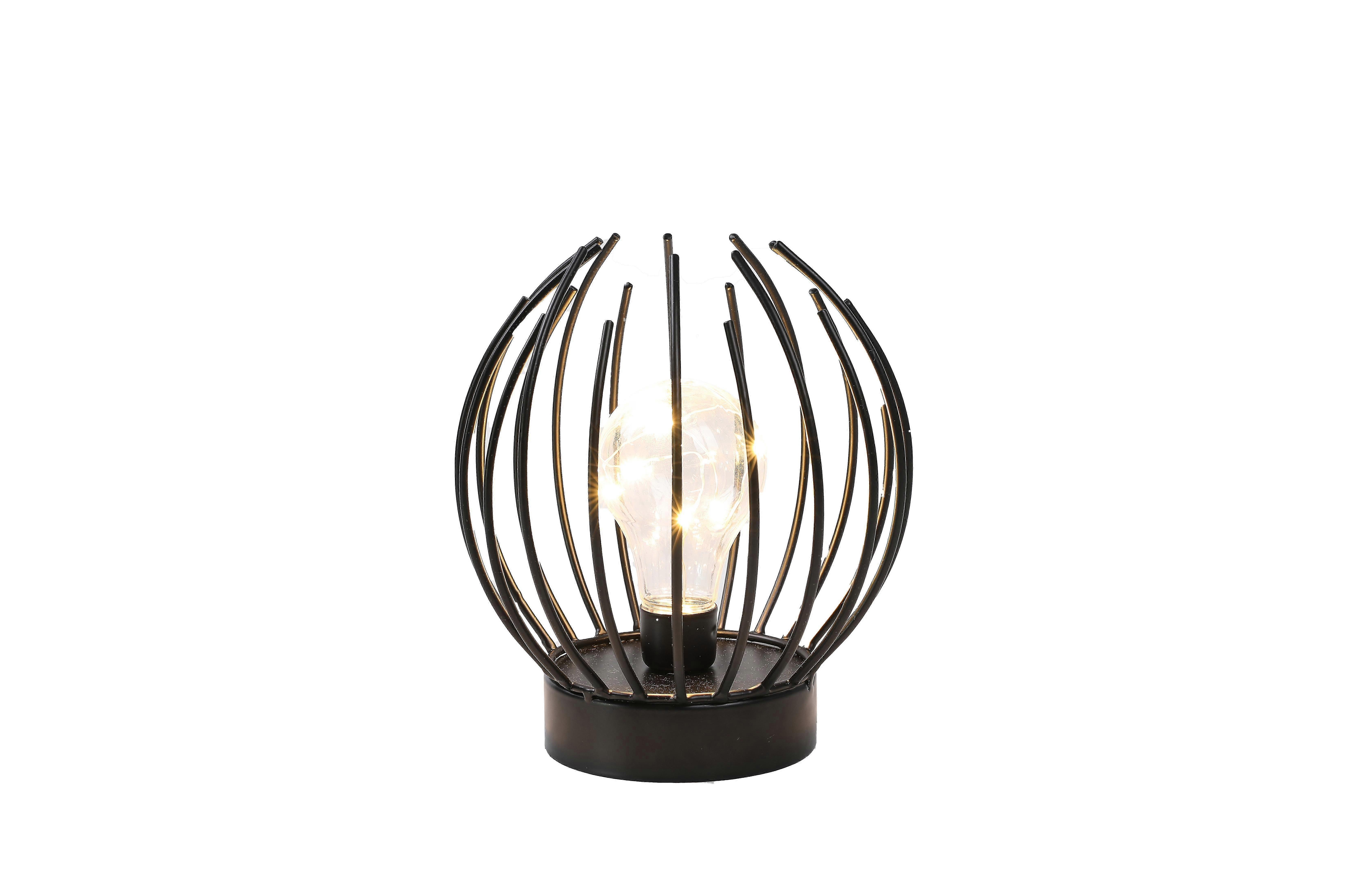 Battery Powered Metal Cage Table Lamp