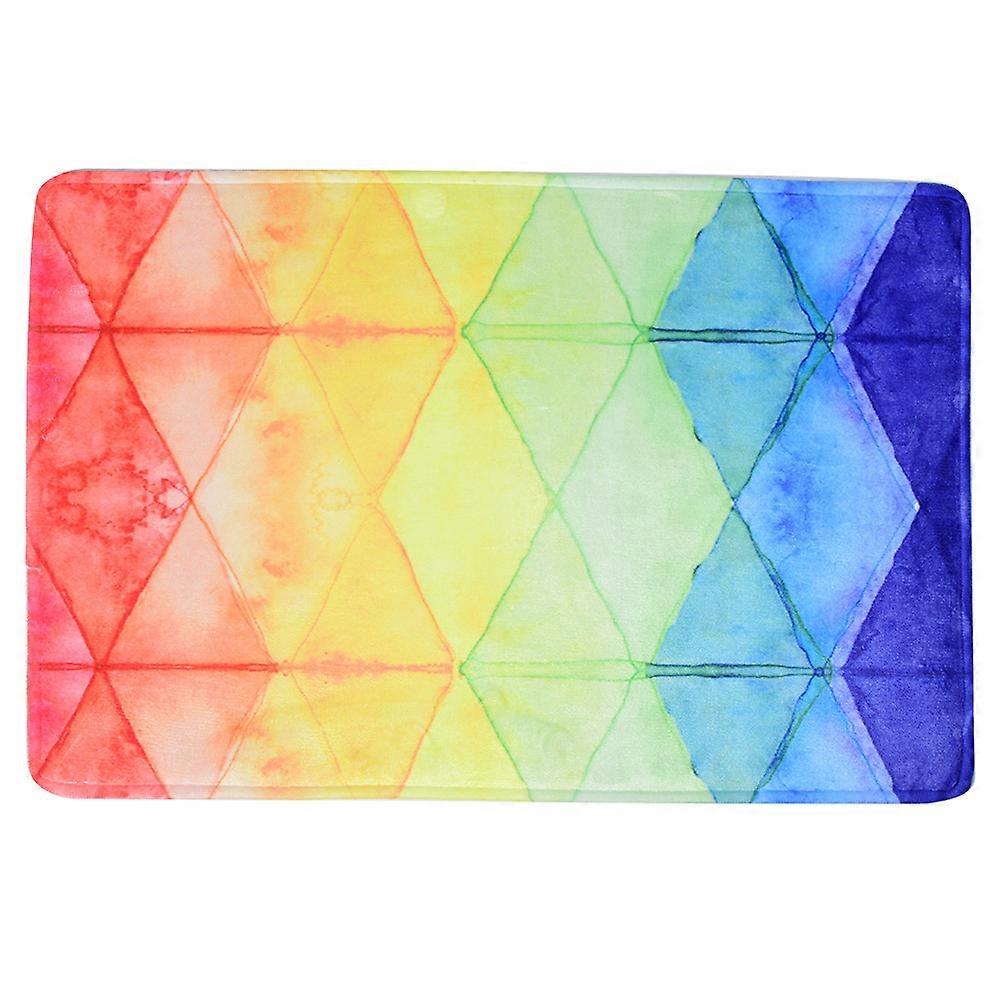 Flannel Non-Slip Water Absorbent Mat Pad for Bathroom and Kitchen, Grid Design, Soft Material, Machine Washable