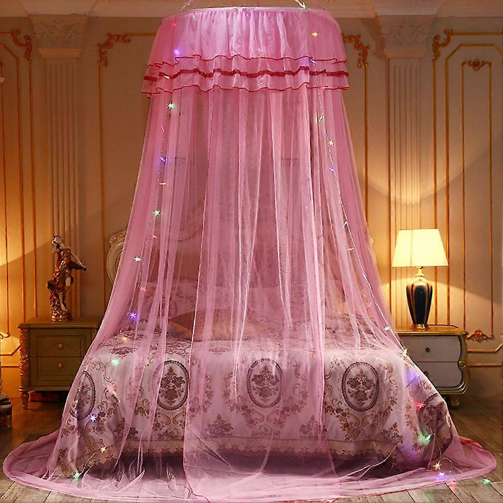 Round Canopy Princess Style Mosquito Net Bed Curtain Netting (Pink )