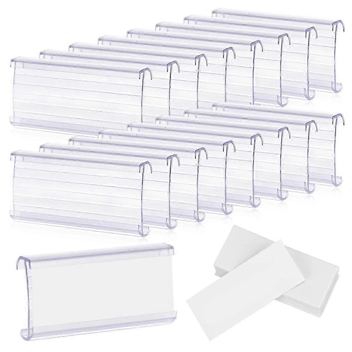 100 Pcs Wire Shelf Label Holders with 100 Paper Inserts,Wire Label Holder Plastic Shelf Tags Compat bs