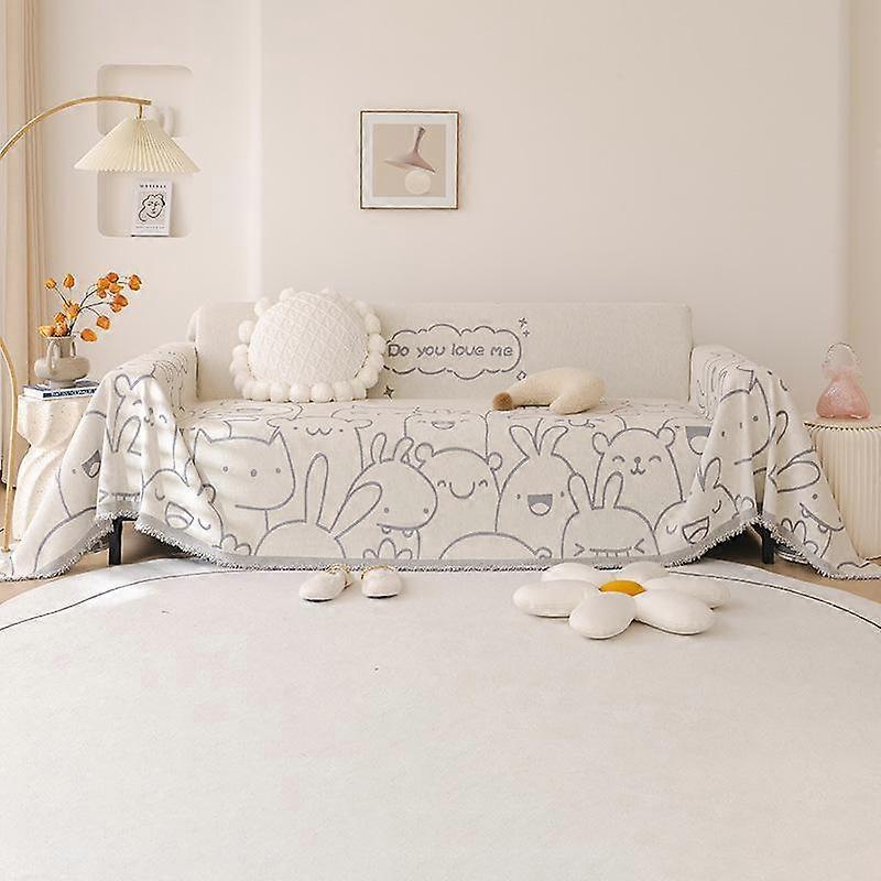 Nordic Style Cartoon Chenille Sofa Towel Four Seasons Universal Dustproof Sofa Cover Sofa Cover Cloth Full Covered