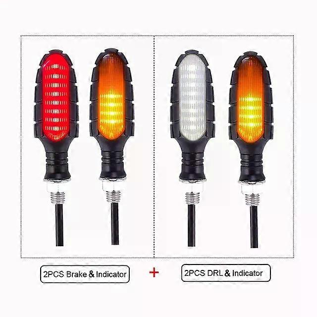 4PCS 16 LED Motorcycle Turn Signal Lights Waterproof DRL Flasher Motorbike Indicator Blinker Moto Tail Brake Warning Lamp DC 12V