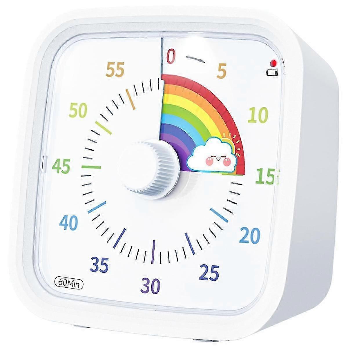60 Minute Visual with Protective Case, Rainbow Disk , Silent Countdown Time Management Tool White DS