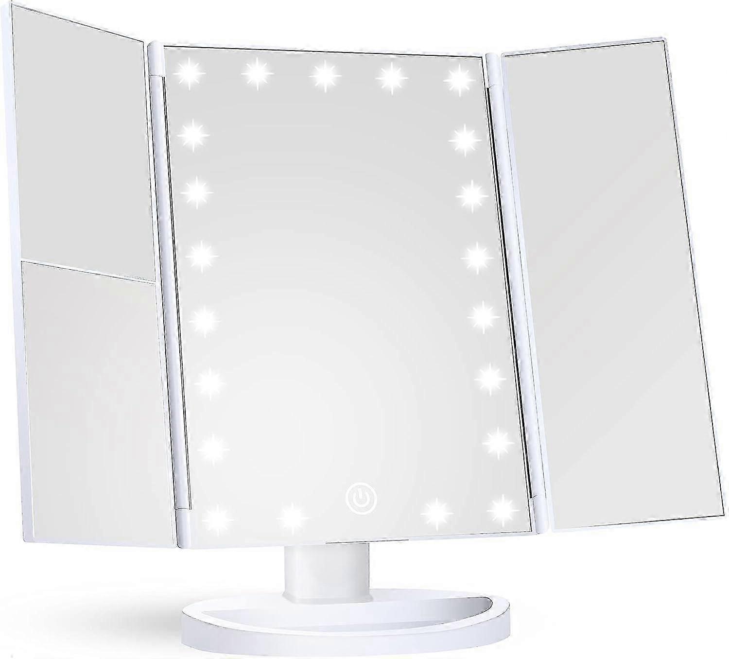 Vanity with Lights - Trifold Makeup Mirror 1X 2X 3X Magnification Touch Control