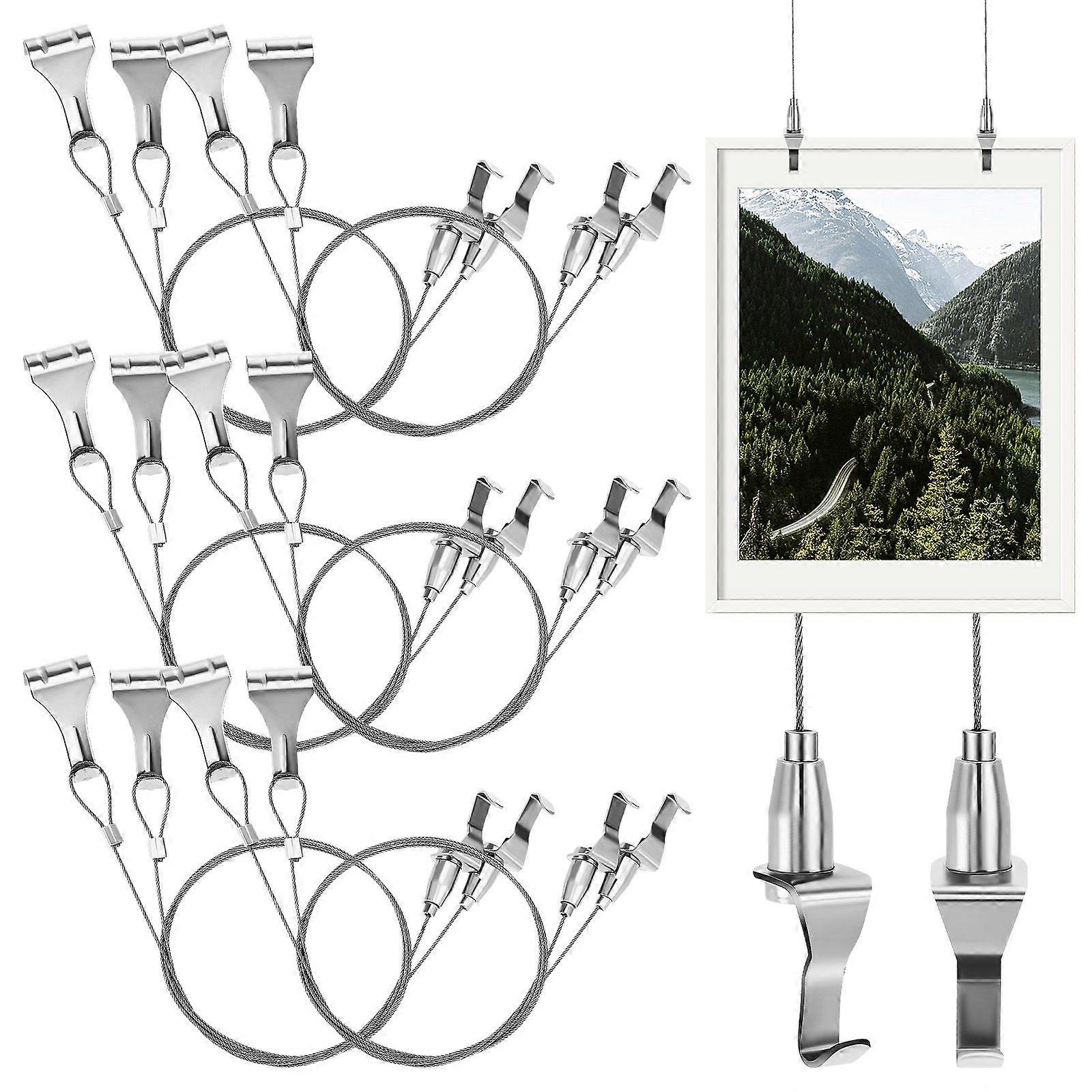 8 Sets Picture Hanging Kit With Wire Adjustable Picture Rail Hanging System For Gallery Heavy Duty Picture Frame Hooks