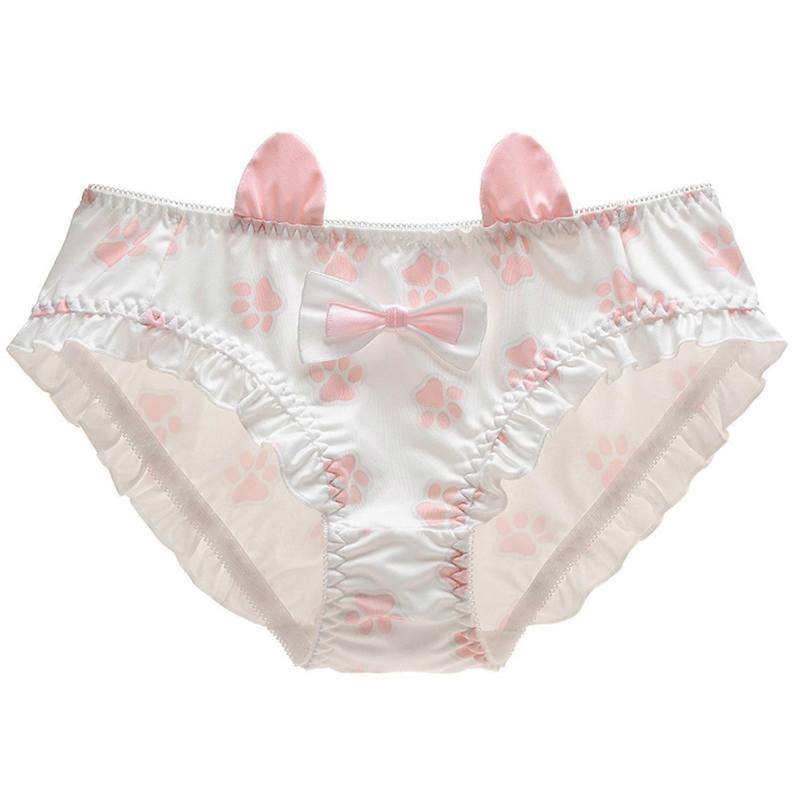 Katter Tassar Mönstrade Bikini Trosa Damunderkläder Mjuka Stretchiga Andningsbara Trosor Trosor Damunderkläder Rosa XL
